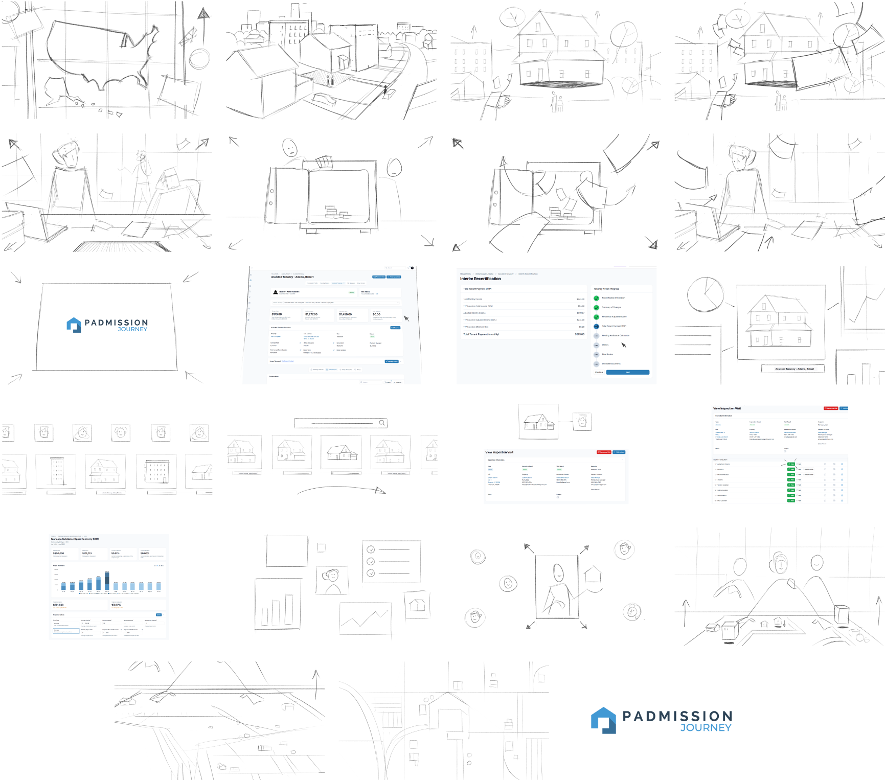 Storyboard for Padmission Journey app video presentation by NotBear Collective