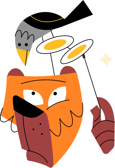 creative Illustration of a bear and crow