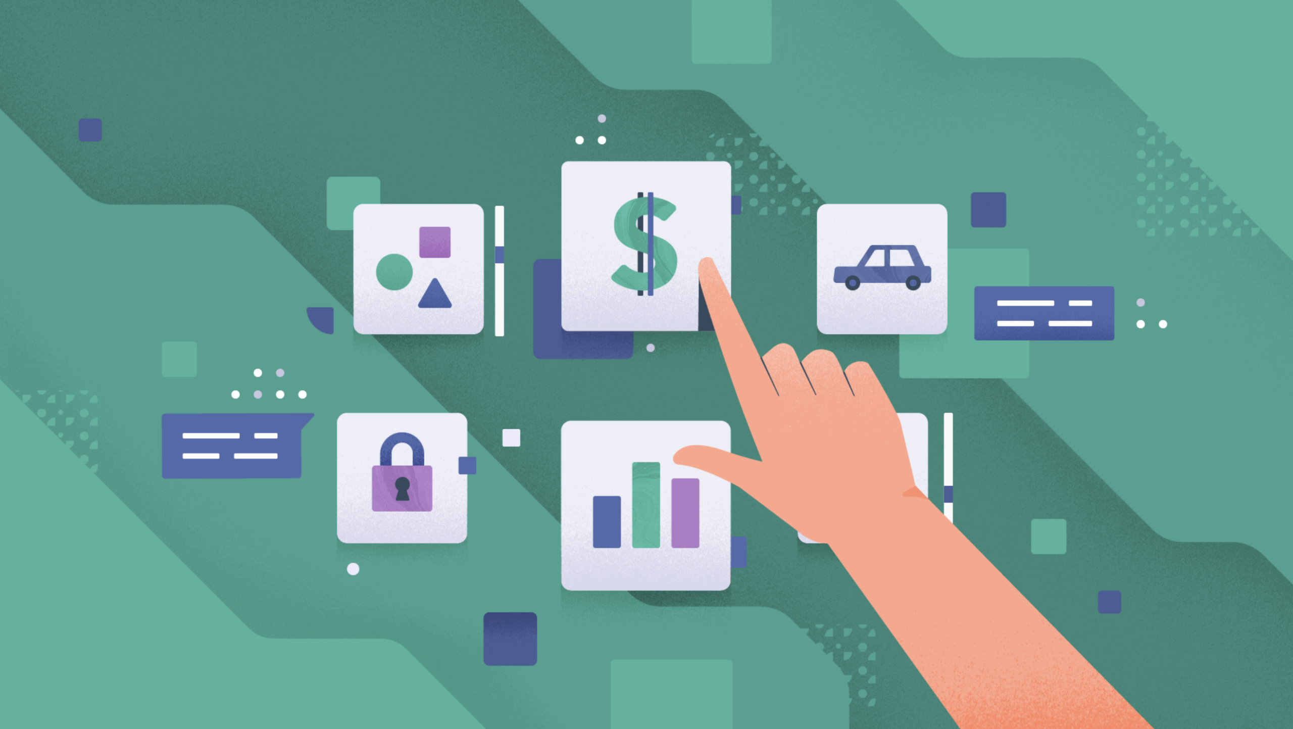 ZOA interface for selecting and managing different types of personal data.